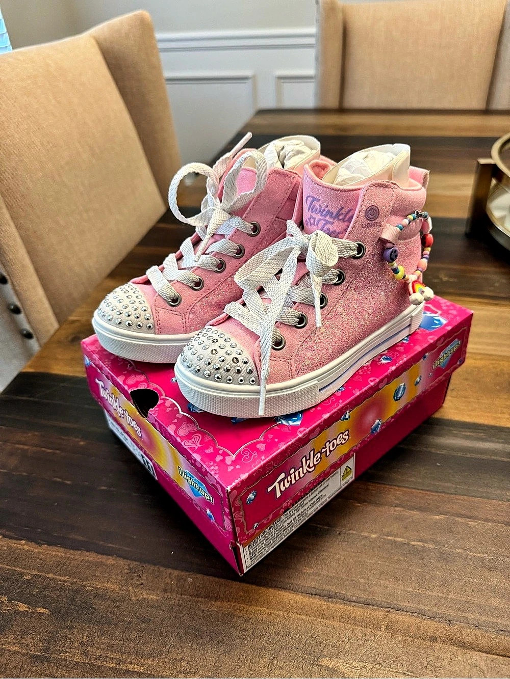 Twinkle Toes Girls US 11 Pink Glitter High Top Sneakers